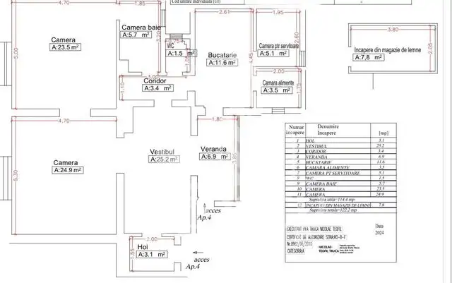 Apartament 4 camere, 2 bai etaj 1, centrala proprie, in zona Balcescu