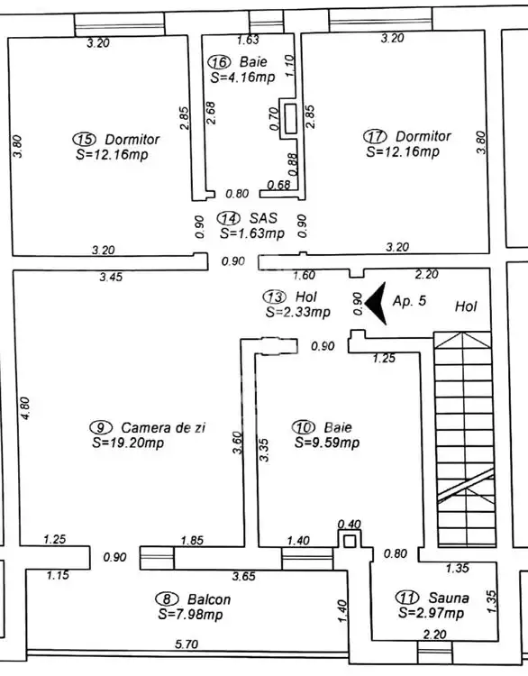 Apartament cu 3 camere, semidecomandat, in Dumbravita