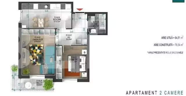 Apartament cu 2 camere, decomandat, 78.54 mp, zona Titan-Ozana	