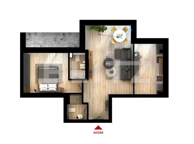 Apartament 2 camere, 59,6 mp, balcon 6,1 mp, zona Carrefour