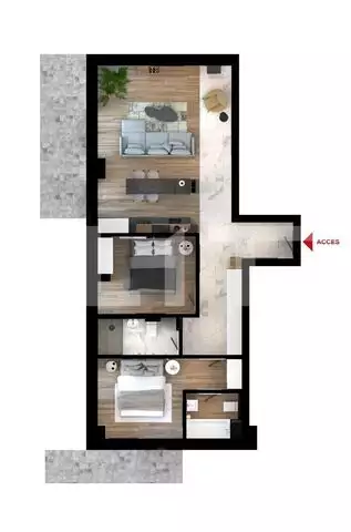 Apartament 3 camere, 79,9 mp, balcon 8,6 mp, zona Carrefour