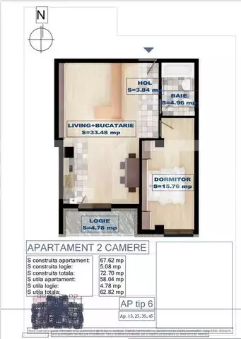 Apartament 2 camere finisat, 58,04mp utili - Bloc nou!