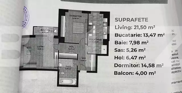 Apartament 2 camere, decomandat, 73,26mp, Ansamblu Rezidential zona Bacriz