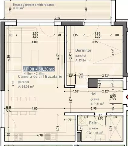 Apartament 2 camere, 58 mp zona Buna ziua