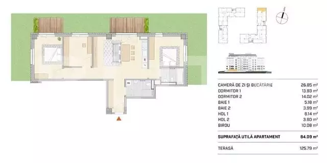 Apartament 4 camere, 84mp, finisat, gradina, zona Semicentrala