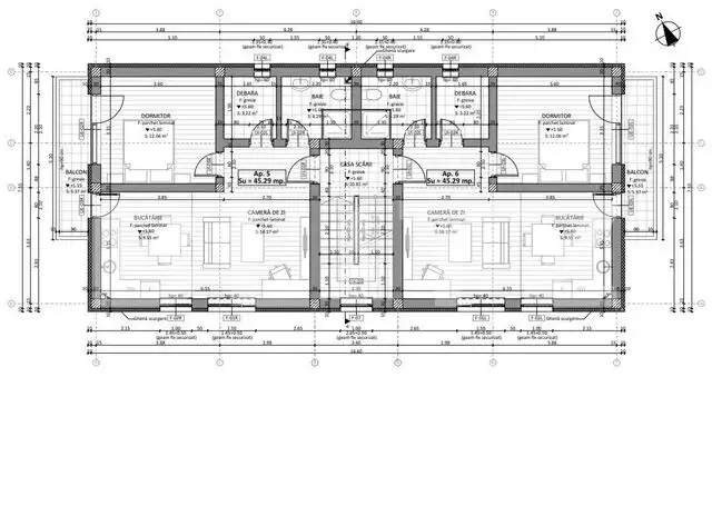 Apartament de 2 camere, finisat nou, 45,3 mp, parcare privata