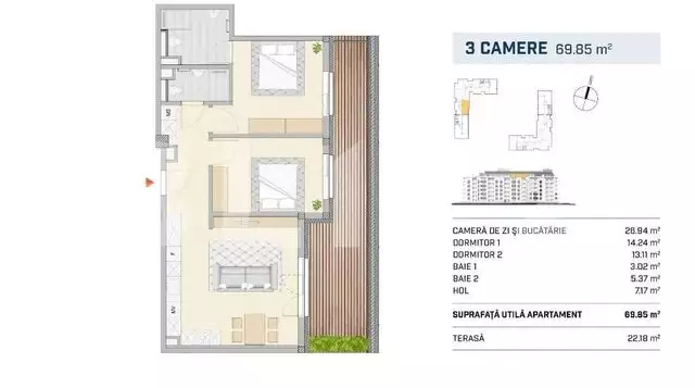 Apartament 3 camere, finisat, SEMICENTRAL!!