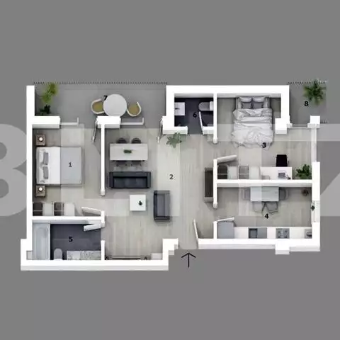 Apartament de 3 camere, 65mp, semidecomandat, Otopeni