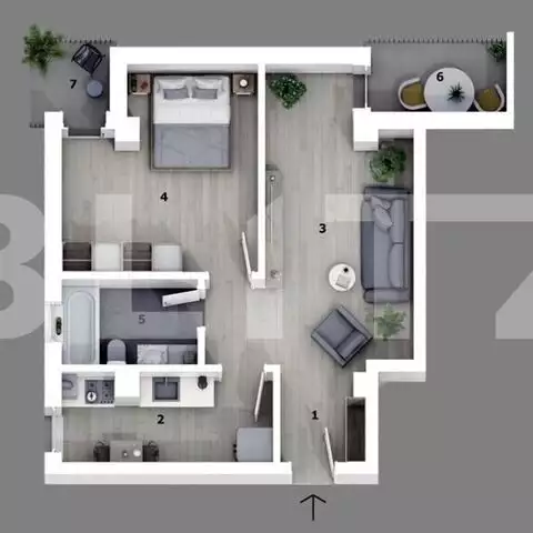 Apartament 2 camere, semidecomandate, 45mp, Otopeni