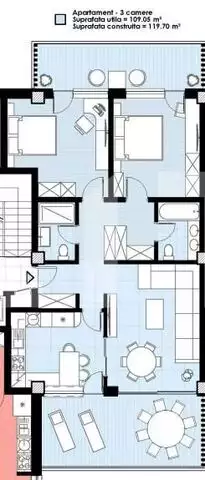 Apartament nou de 3 camere, 109mp, terasa, Ansamblu exclusivist zona Copou