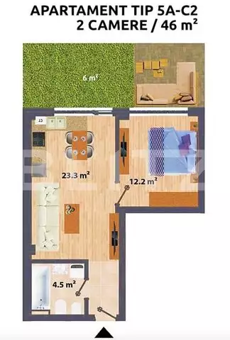 Apartament 2 camere, 46 mp, Capat CUG, FINALIZAT