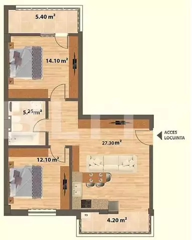 Apartament 3 camere, 68 mp, Pepinierii, Valea Adanca, FINALIZAT
