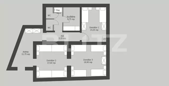 Apartament 3 camere, 83mp, centrala, zona Cotroceni