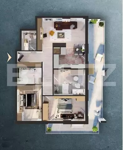 Apartament de 4 camere, 94.21 mp, semifinisat, Cartier Iris