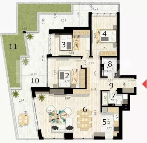 Apartament 4 camere,120 mp, balcon, cartier Craiovei 