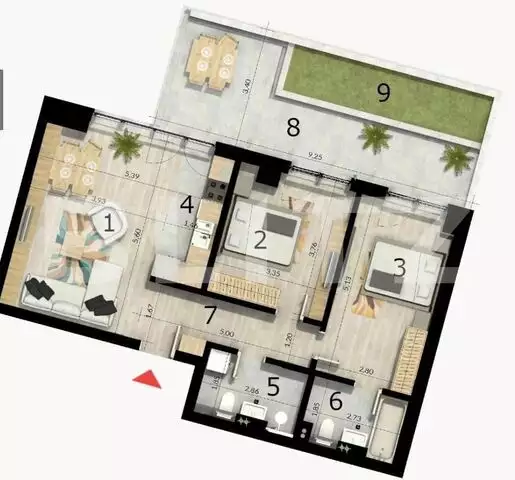 Apartament 3 camere, 70 mp, terasa, cartier Craiovei