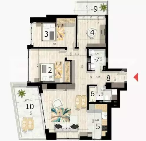 Apartament 3 camere, 97 mp, cartier Craiovei