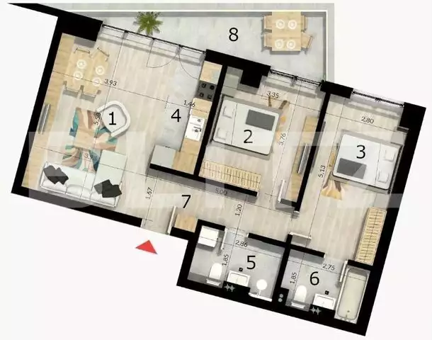 Apartament 3 camere, 70 mp, balcon, cartier Craiovei 