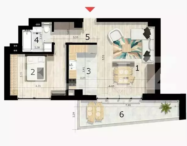 Apartament 2 camere, 58 mp, balcon, cartier Craiovei