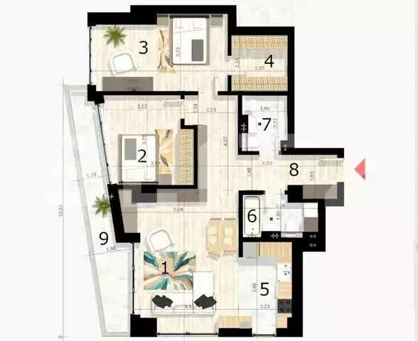 Apartament 3 camere, 90 mp, balcon, cartier Craiovei
