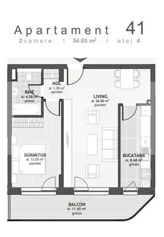 Comision 0! Apartament cu 2 camere, 54.85mp, zona Centrala 