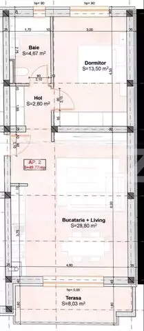 Apartament 2 camere, 49 mp, semidecomandat, zona Lidl Giroc