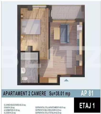 Apartament 2 camere, 38mp utili, bloc nou, Calea Moldovei! 