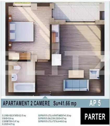 Apartament 2 camere, 42mp utili, Calea Moldovei!
