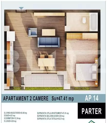 Apartament 2 camere, 47mp utili - Calea Moldovei!