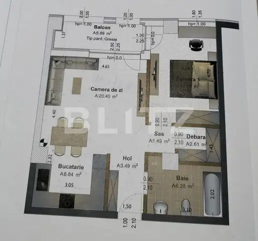 Apartament cu 2 camere, 56.40mp, CONCEPT-9