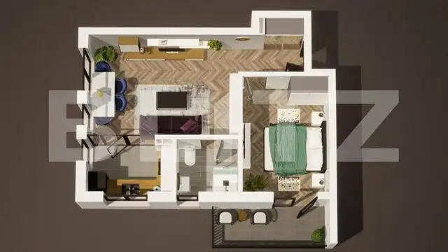 Apartament 2 camere, 46mp, balcon, parcare, zona Cazarmei Floresti