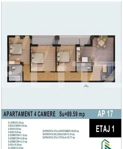 Apartament de 4 camere, 89mp utili, bloc nou