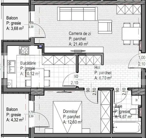 Apartament 2 camere finisat, 56 mp utili, 2 balcoane, etaj intermediar, Sopor!