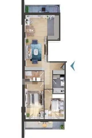 Apartament 3 camere, 82 mp, terasa 18 mp, bloc nou, zona Iris