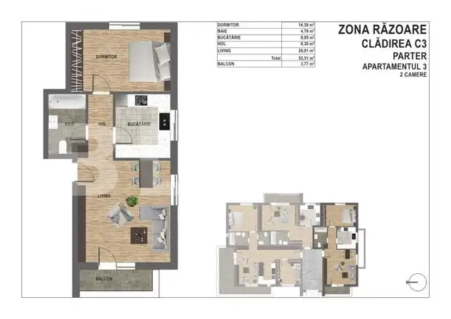 Apartament de 2 camere finisat, ansamblu privat, orientare sudica, zona Vivo