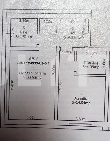 Apartament 2 camere, 50 mp, decomandat, loc de parcare, zona Lake Residence