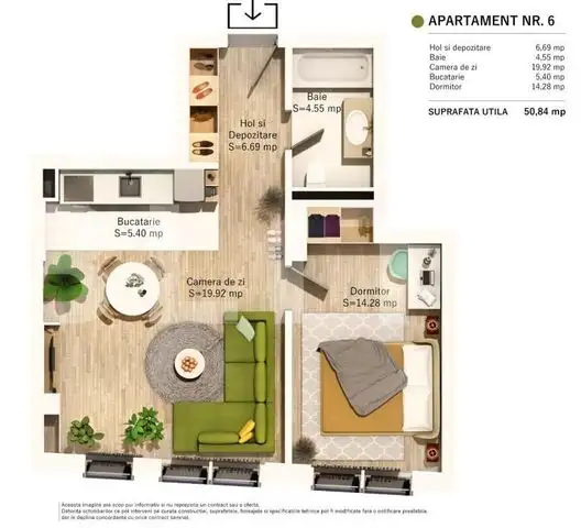 Apartament, 2 camere, 51mp, zona Parcul Central 