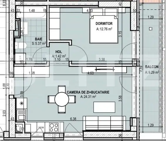 Apartament 2 camere, 53.15mp, cartierul Brazda