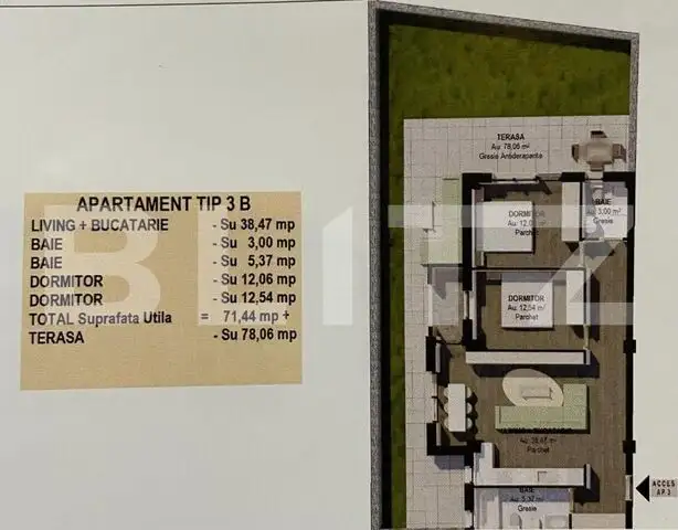 Apartament 3 camere, parter, 71.44 mp, curte proprie, în Fălticeni