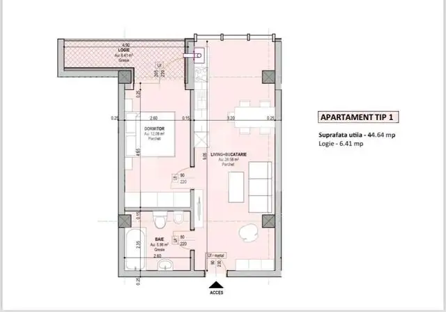 Apartament 2 camere, 51 mp utili, etaj intermediar, zona Centrala