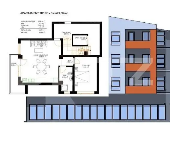 Apartament 2 camere, 73,50 mp, zona Selgros