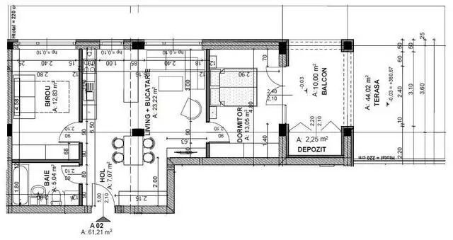 Apartament de 3 camere, 61,21 mp, terasa 54.02 mp, zona strazii Oasului
