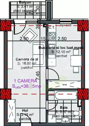 2 camere, etaj intermediar, semifinisat, zona Pod Ira