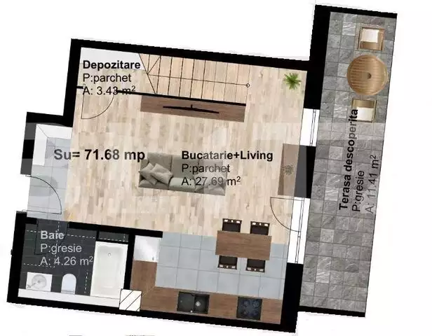 Apartament pe doua niveluri, 3 camere, 71.68 mp, zona Leroy Merlin!