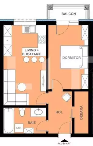 Vanzare apartament 2 camere, 43.48 mp utili, Apahida