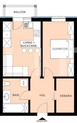 Vanzare apartament 2 camere, 44.35 mp utili, Apahida