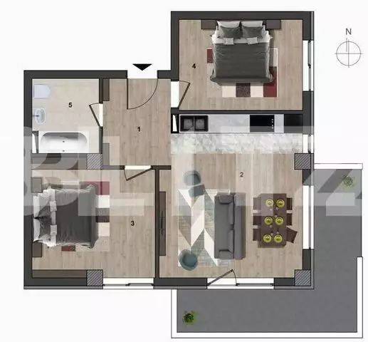 Apartament 3 camere, 57.85 mp, orientare SUDICA!