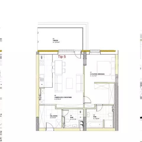 Apartament cu 2 camere, 63.67 mp, dressing, terasa 12.78 mp, zona Louis Pasteur