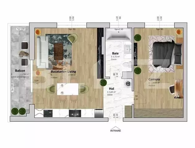 Vanzare apartament 2 camere, 58 mp,finisat, zona VIVO! Optional parcare!