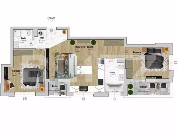 Vanzare apartament 3 camere, 68 mp utili, zona VIVO! 